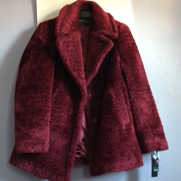 French Connection Faux Fur Notch Collar Coat - Picture 3 of 10